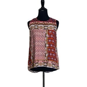 Elodie red white patchwork sleeveless blouse size Small